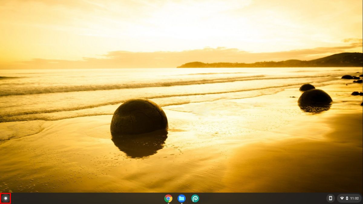 Значок запускателя в левом нижнем углу Chromebook