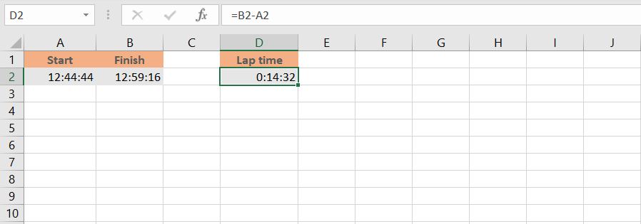 Subtracting time in Excel