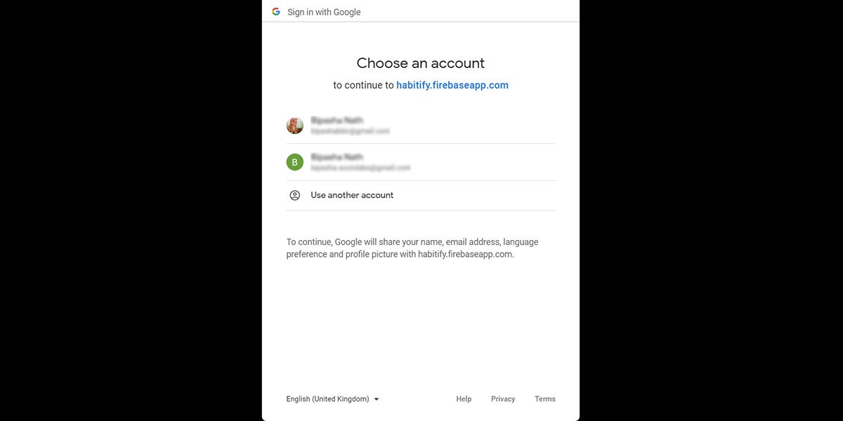Изображение: вход через Google для регистрации в Habitify