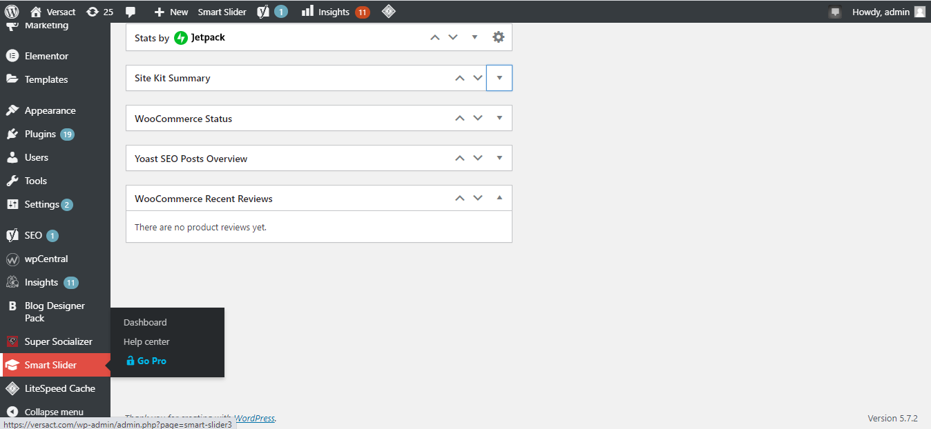 Пункт меню Smart Slider в админке