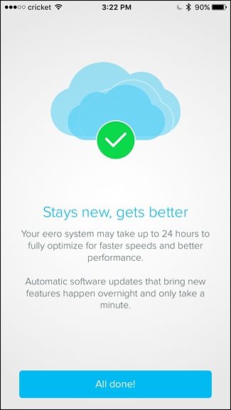 Экран завершения настройки сети Eero