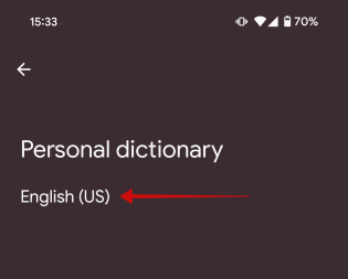 Выбор языка в личном словаре Gboard