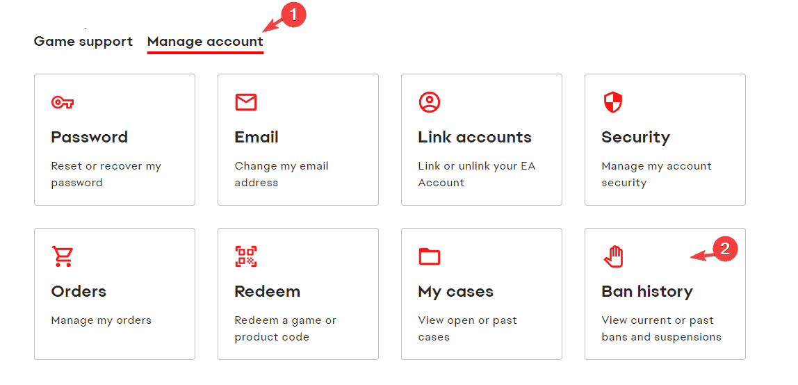 Управление аккаунтом EA