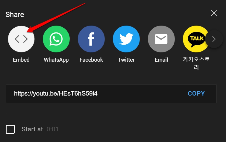 click on Embed for YouTube video