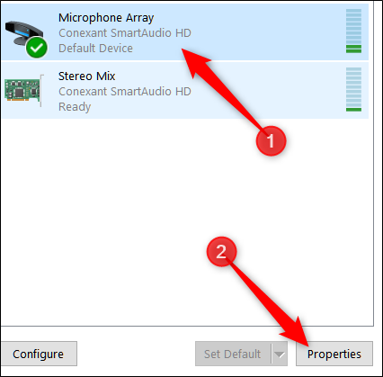 Окно «Свойства микрофона», вкладка «Уровни» для регулировки чувствительности