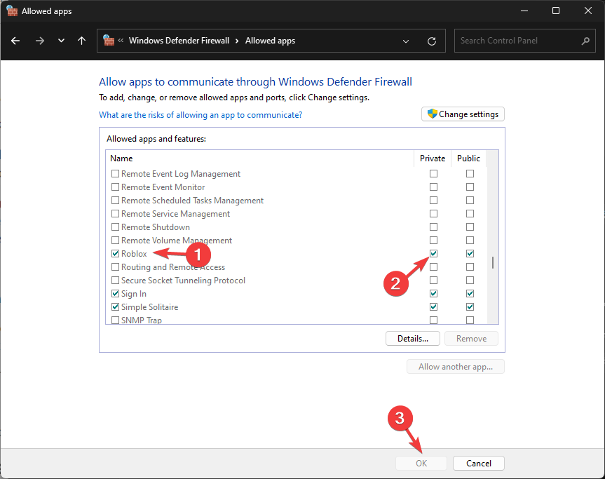 Roblox добавлен в список разрешённых приложений