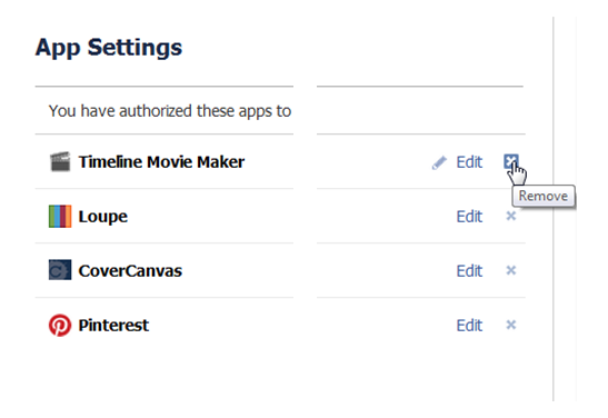 Страница настроек приложений на Facebook