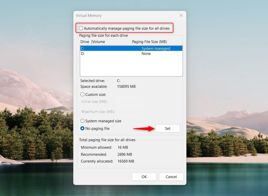 Параметры виртуальной памяти: изменение размера файла подкачки