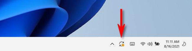Иконка перезапуска обновления Windows 11 на панели задач
