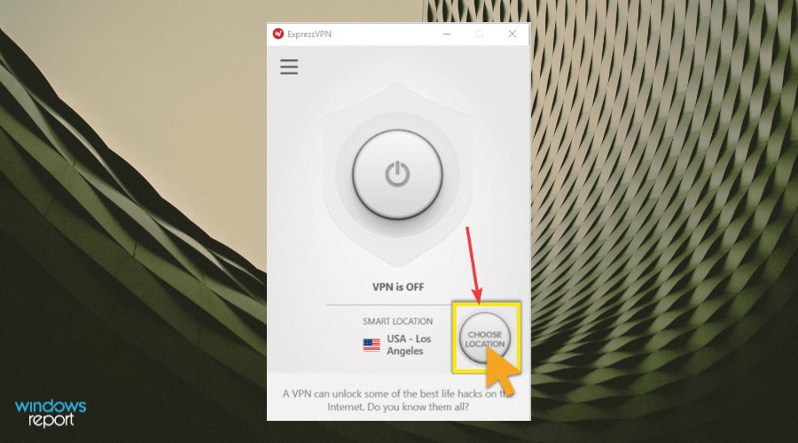 Выбор региона в ExpressVPN