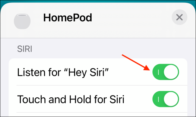 Отключить Прослушивание Привет Siri для HomePod