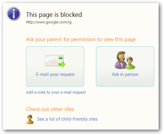 Windows Live Family Safety — дополнительные фильтры