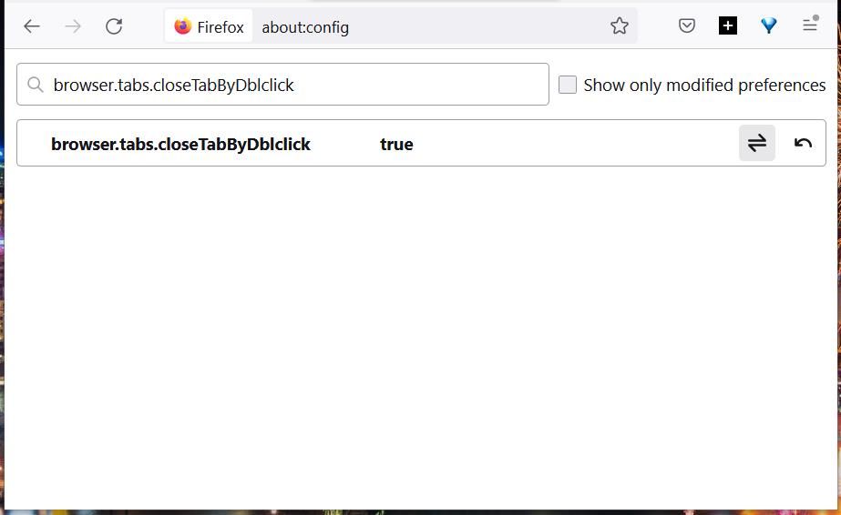 Настройка browser.tabs.closeTabByDblclick в about:config