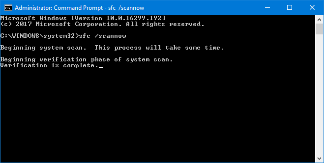 Командная строка с sfc /scannow