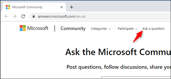 Страница Microsoft Community с вопросом пользователя