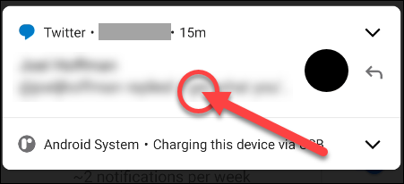 Удерживание уведомления, чтобы открыть меню настроек