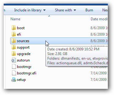 Файлы установочного диска Windows 7