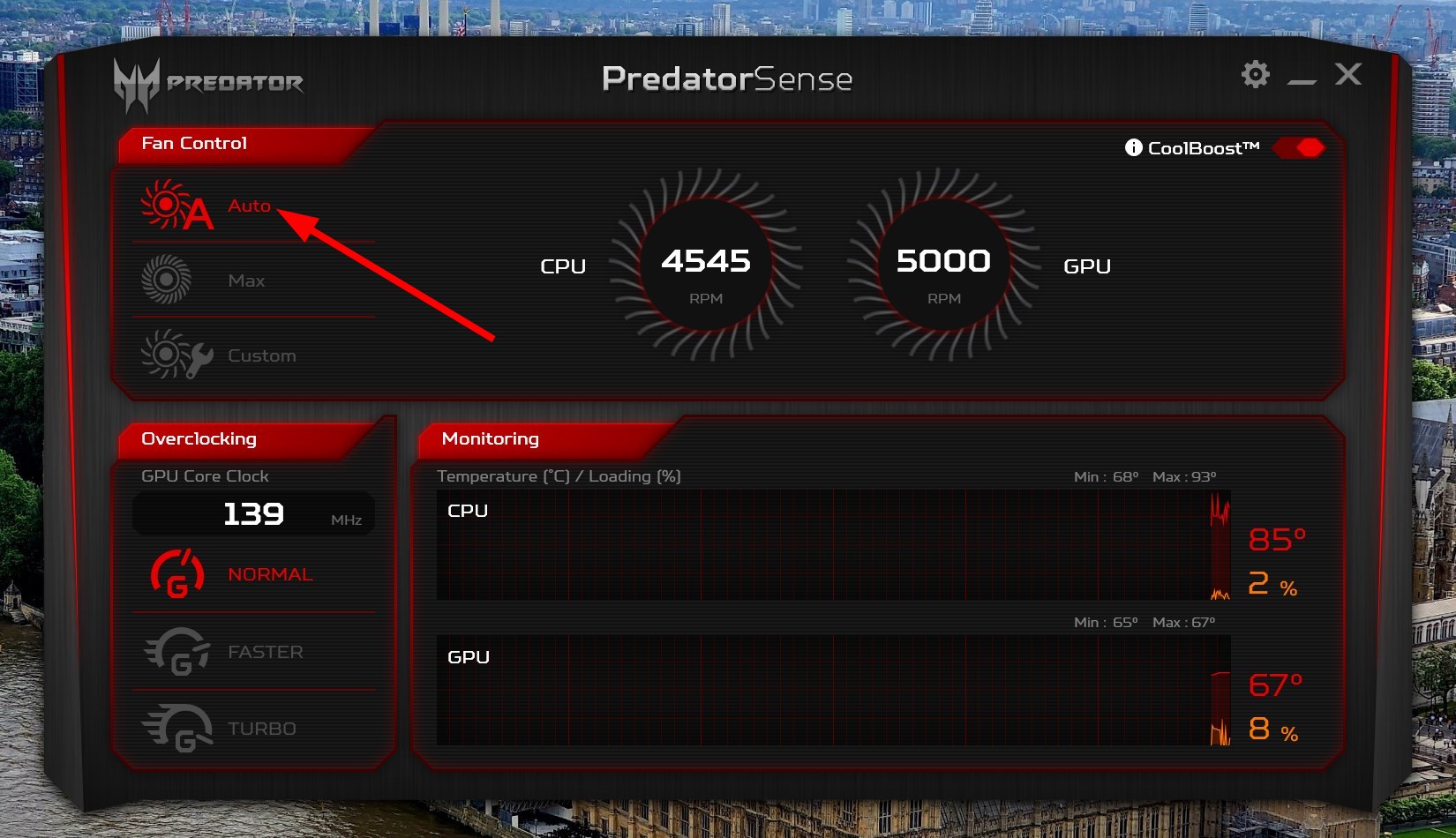 Управление скоростью вентилятора в PredatorSense