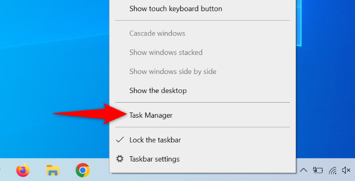 Выберите «Диспетчер задач».