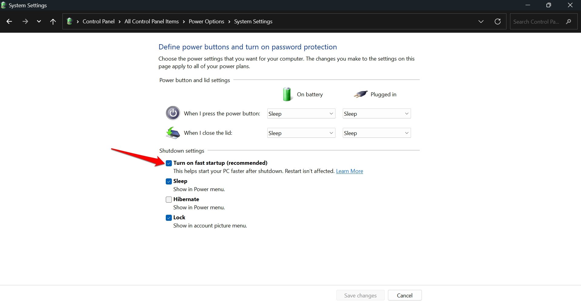 Включение быстрого запуска Windows 11