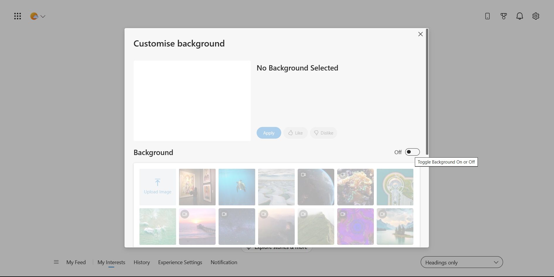 Отключение пользовательского фона в Microsoft Edge