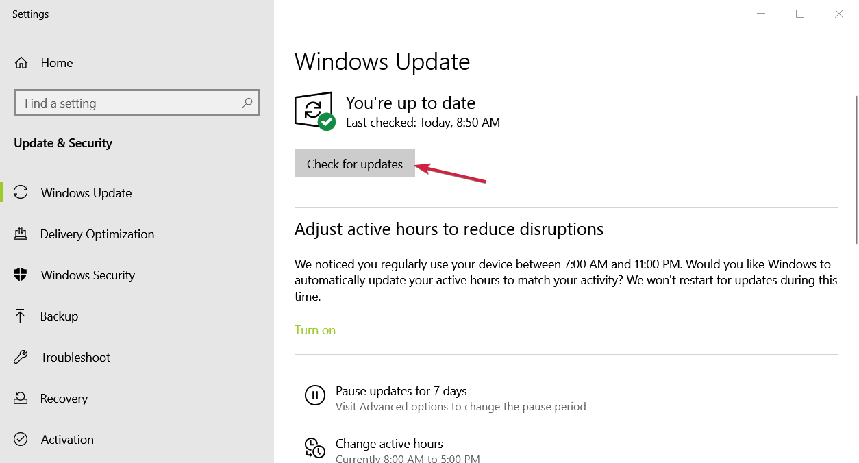 Проверка обновлений Windows
