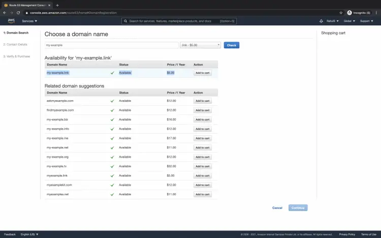 Поиск домена по имени и TLD
