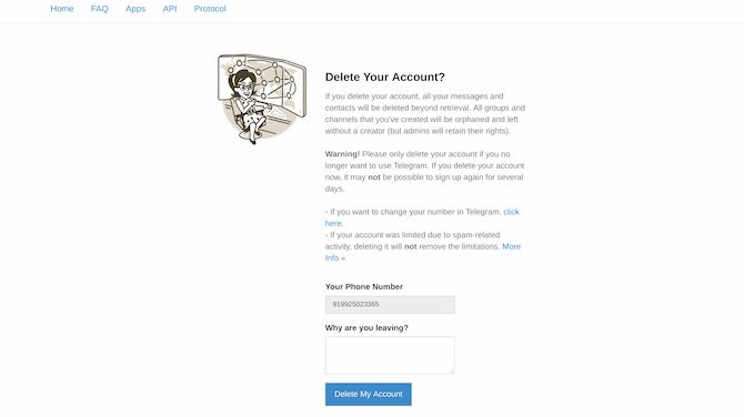 Delete Telegram account