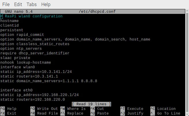 Raspberry Pi Wifi Bridge Dhcpcd Conf