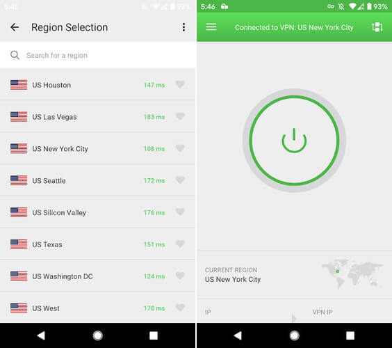 PIA подключён к серверу США NYC