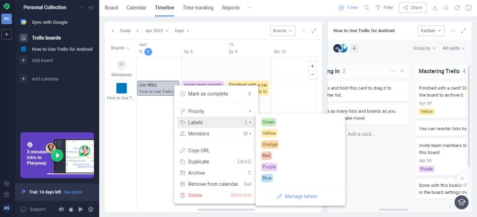 Интерфейс Planyway с досками и календарём