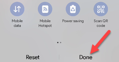 Кнопка «Готово» для завершения редактирования быстрых настроек.