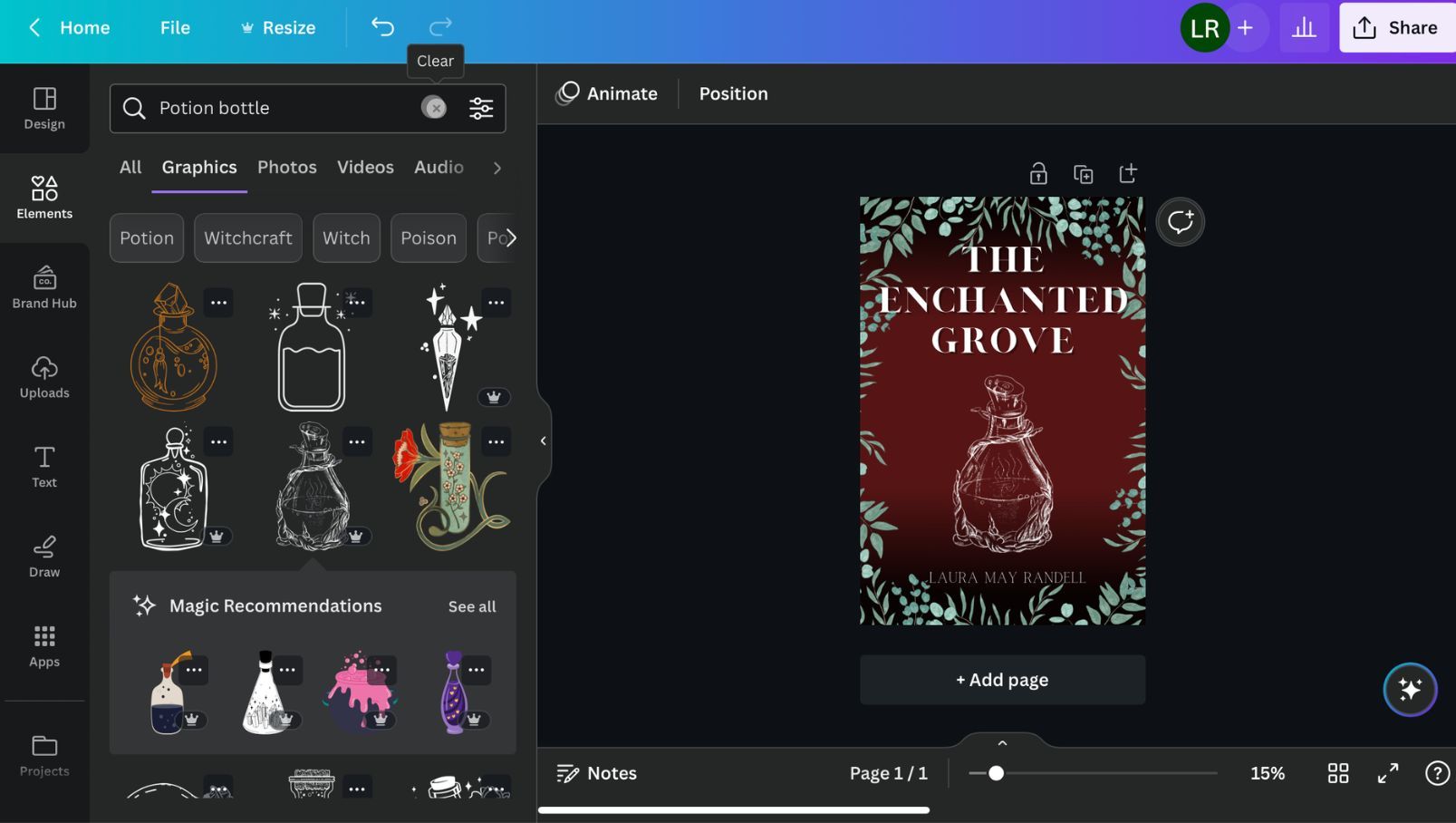 Инструменты Canva: выбор элементов для дизайна
