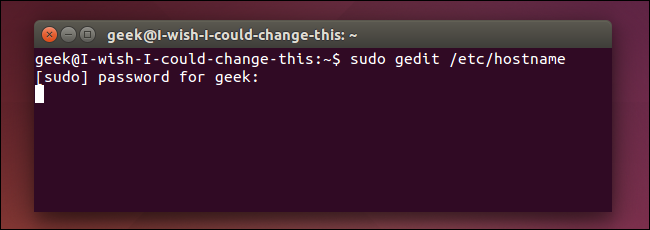 Редактирование /etc/hostname в текстовом редакторе