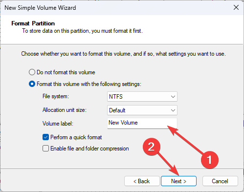 Задание метки тома