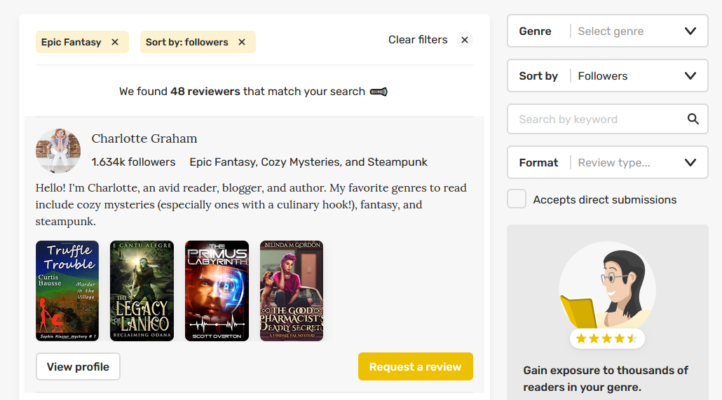 отправка книги рецензенту в Reedsy Discovery