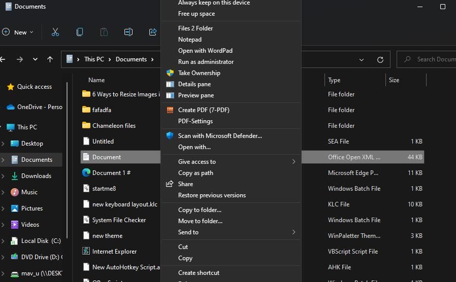 Пункт «Create PDF (7‑PDF)» в классическом контекстном меню