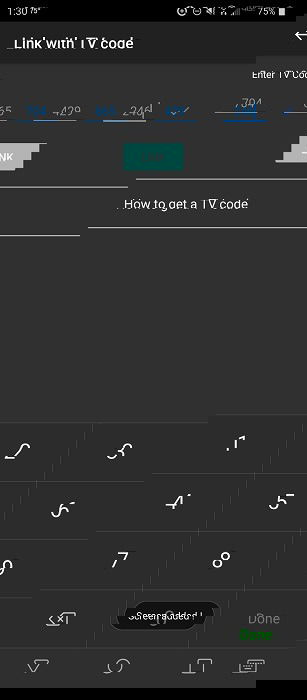 Ввод кода ТВ в приложении YouTube для привязки к ПК