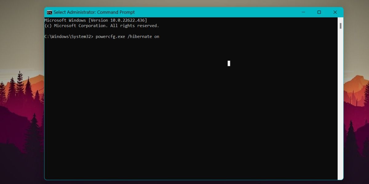 Включение гибернации через CMD