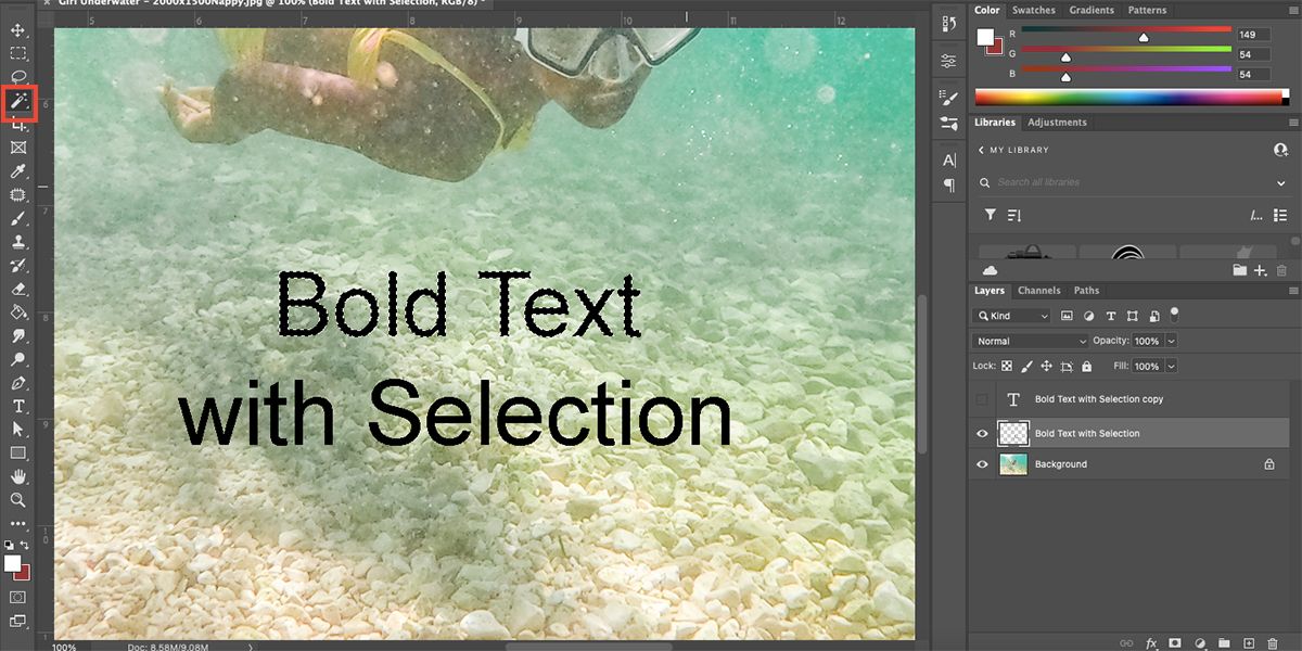Выделение вокруг растрового текста.