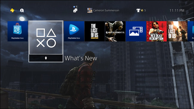 Интерфейс PS4 с новым пользовательским фоном