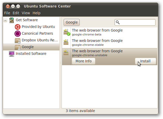 Выбор канала и установка Chrome в Ubuntu