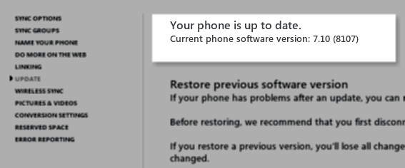 Процесс установки обновления на экране Nokia Lumia