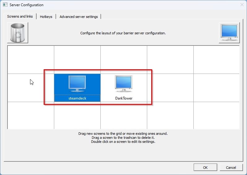 Добавление виртуального экрана Steam Deck в сетку Barrier
