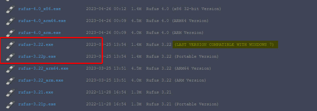Скриншот страницы загрузки Rufus 3.22