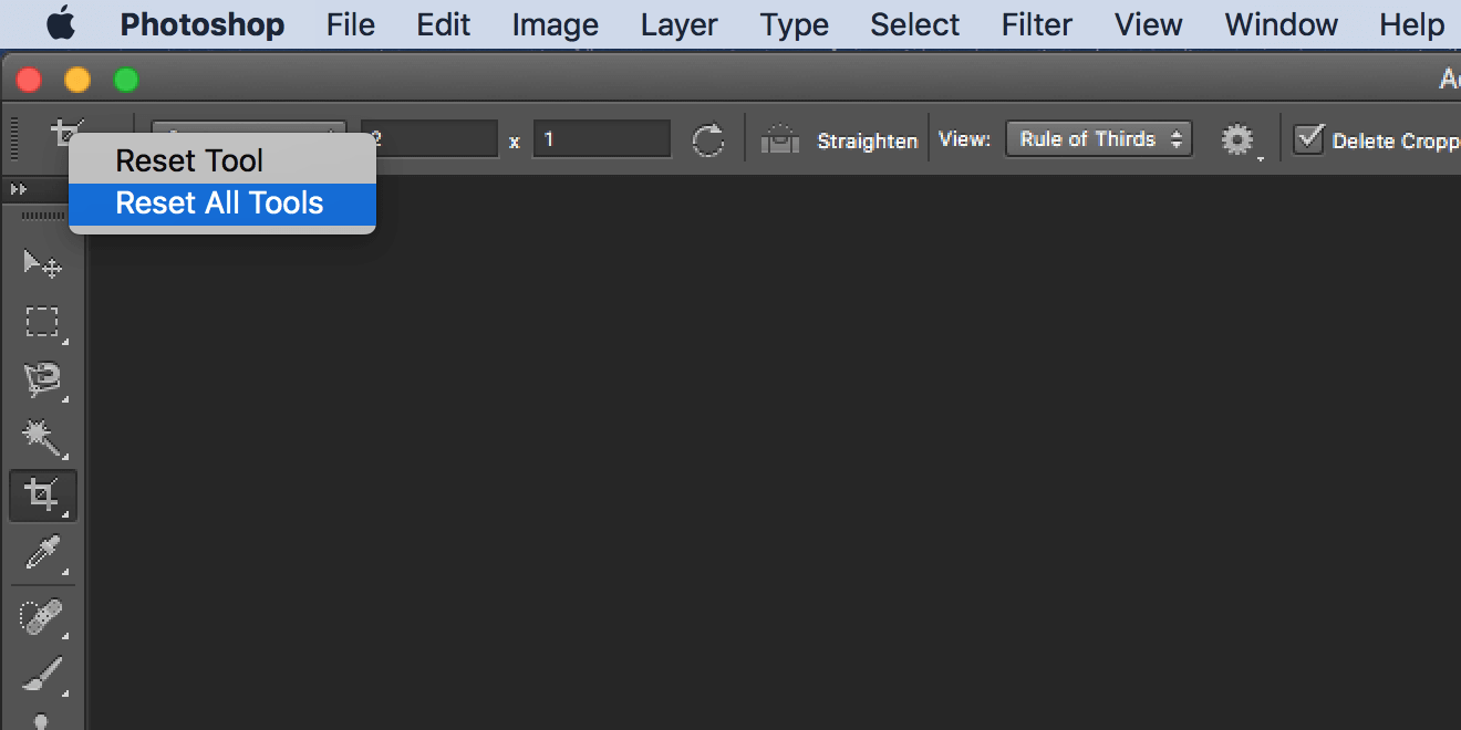 опция сброса всех инструментов