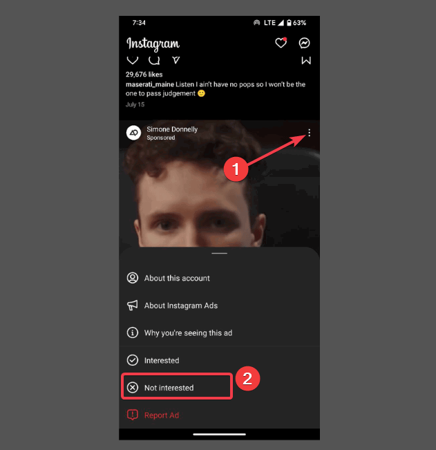 Опция 'Неинтересно' для поста