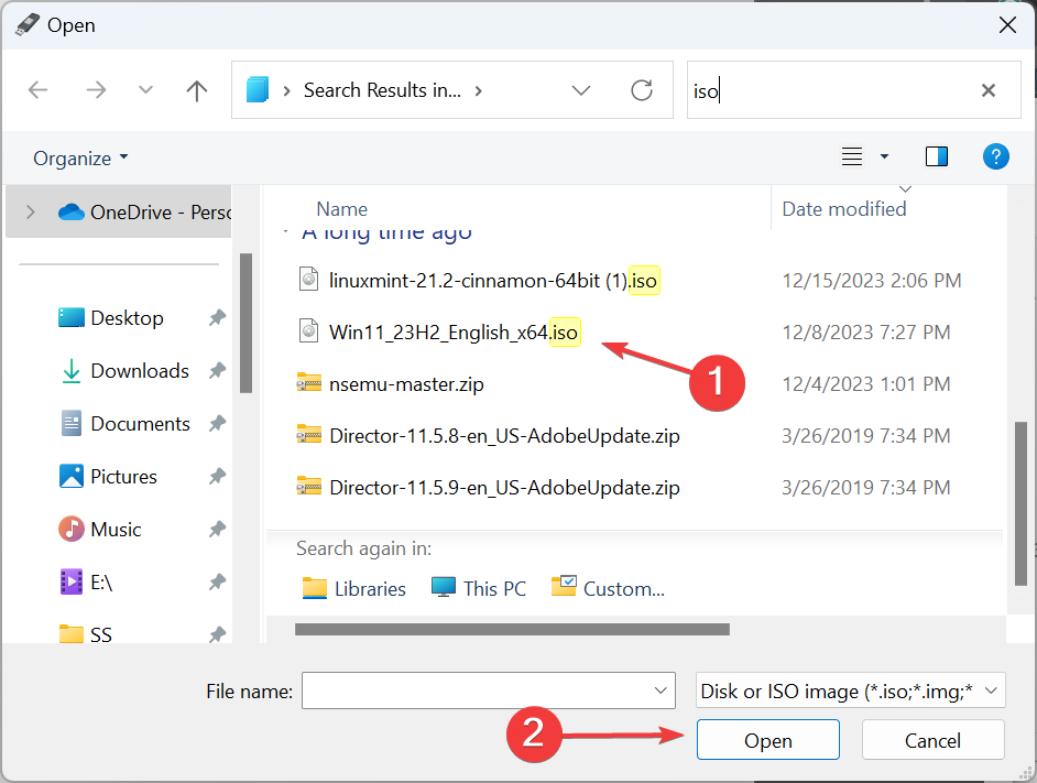Выбор ISO в Rufus
