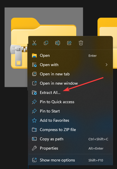 Окно извлечения архива в Проводнике