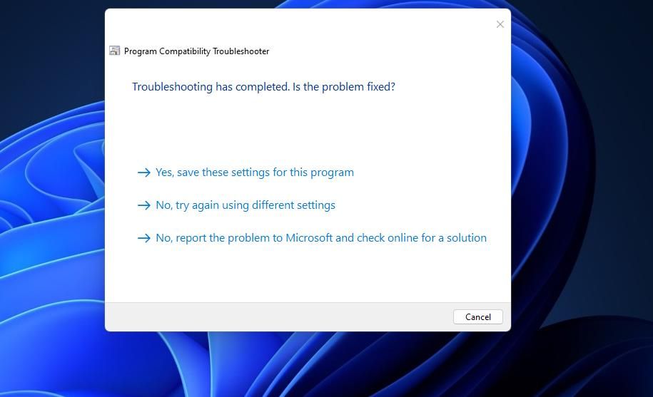 Опция «Да, сохранить эти настройки» после теста совместимости